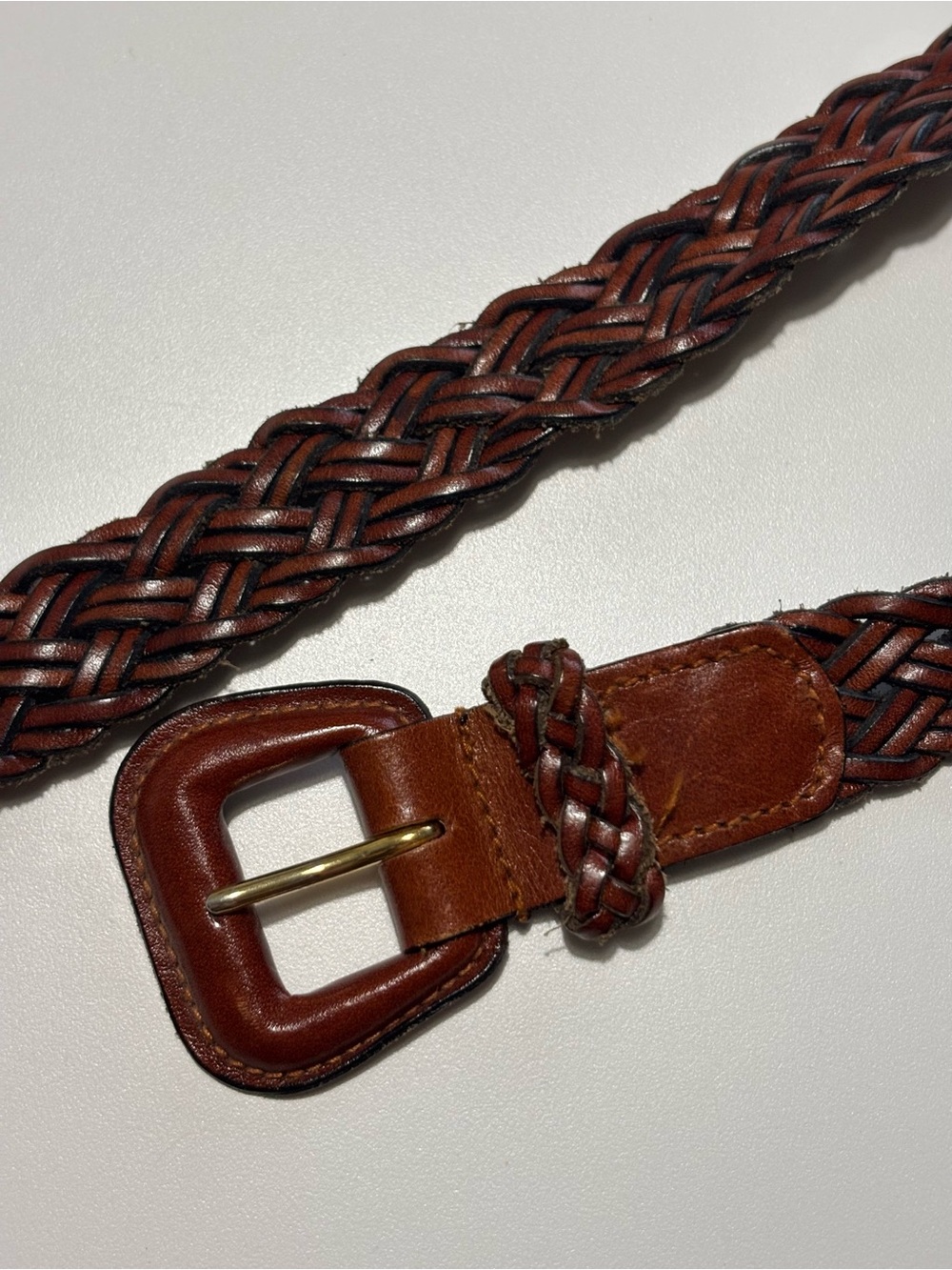 Talbots Brown Leather Braided Belt